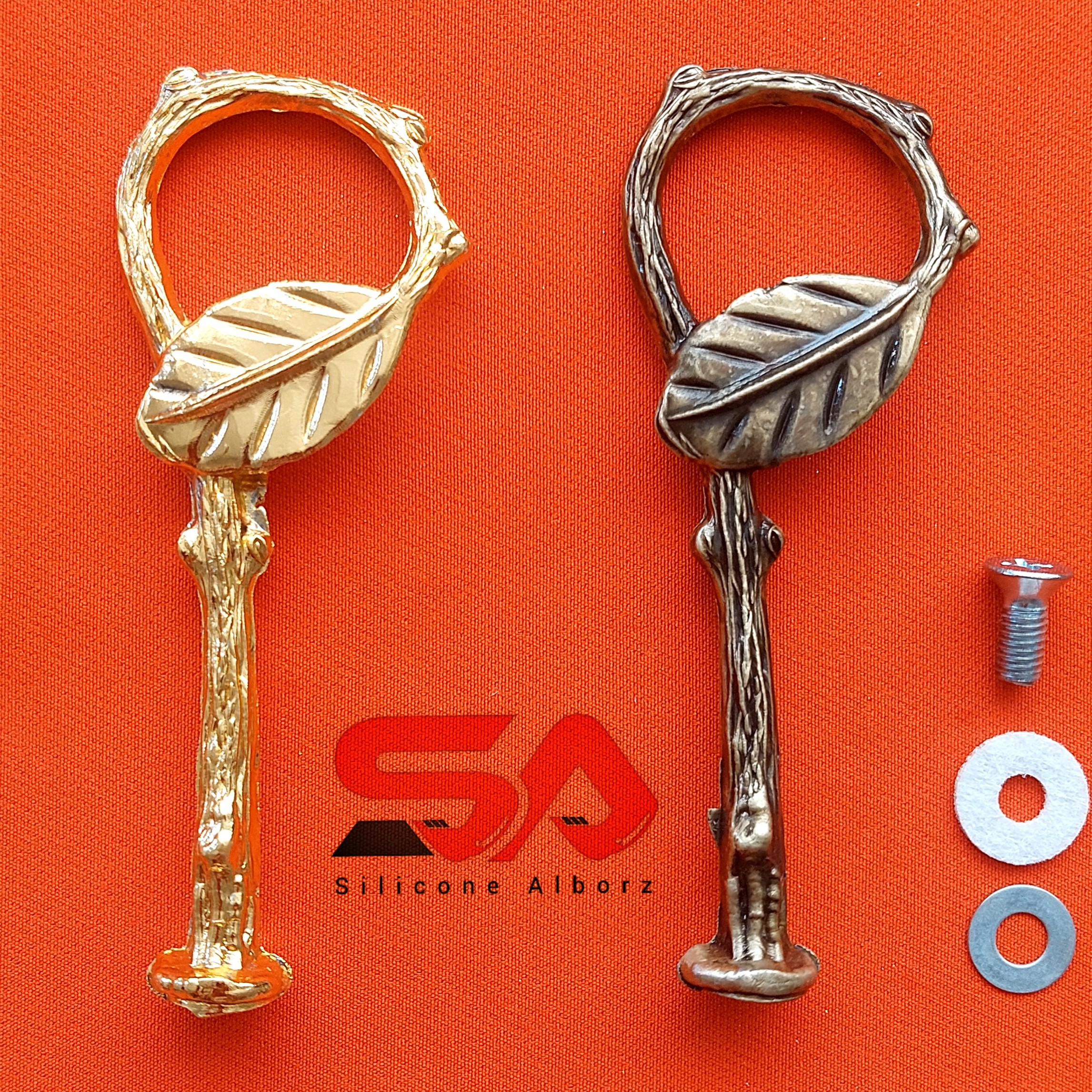 هولدر تک طبقه طرح برگ در دو رنگ برنزی و طلایی،حتما رنگ گفته شود