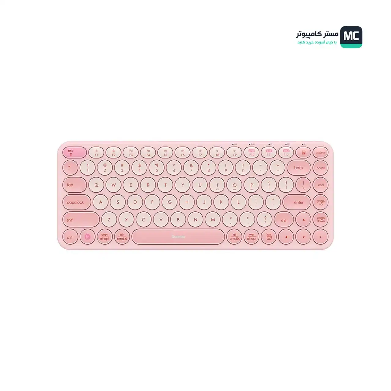 کیبورد بی سیم بیسوس مدل K01A Wireless Tri-Mode Baby Pink
