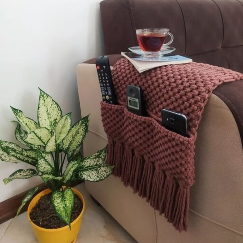 شال مبل  مکرومه جیب دار         دوطرف جیب دار