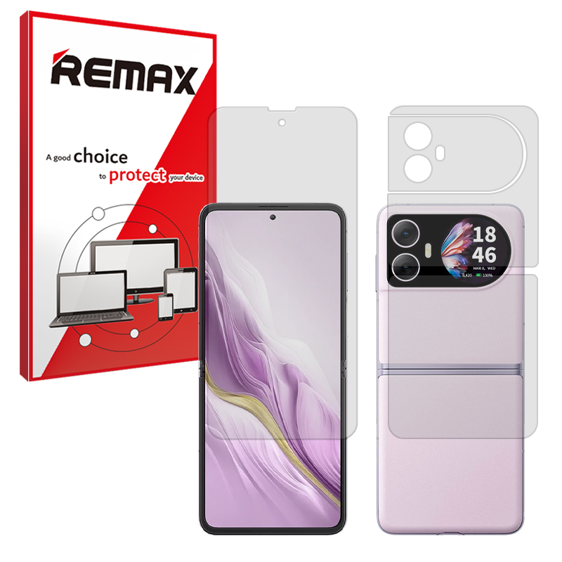 گلس صفحه نمایش و پشت گوشی بلک ویو Hero 10 مدل هیدروژلی شفاف برند ریمکس کد SS