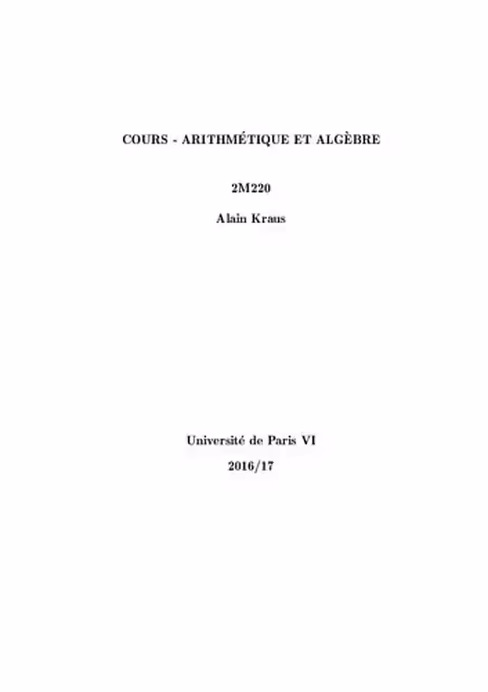 خرید و دانلود نسخه کامل کتاب Cours - Arithmétique et algèbre 2M220