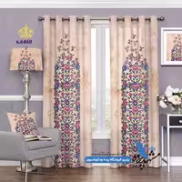 پرده پانچ گلدار طرح کاشی کاری کد s-6460