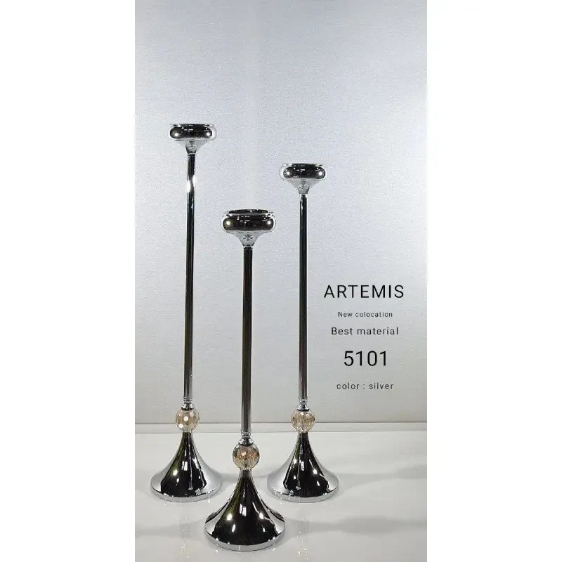 شمعدانی فلزی آرتمیس کد 5101 silver نقره ای