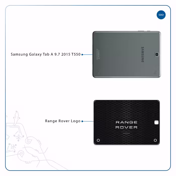 برچسب پوششی ماهوت مدل Range-Rover-Logo مناسب برای تبلت سامسونگ Galaxy Tab A 9.7 2015 T550