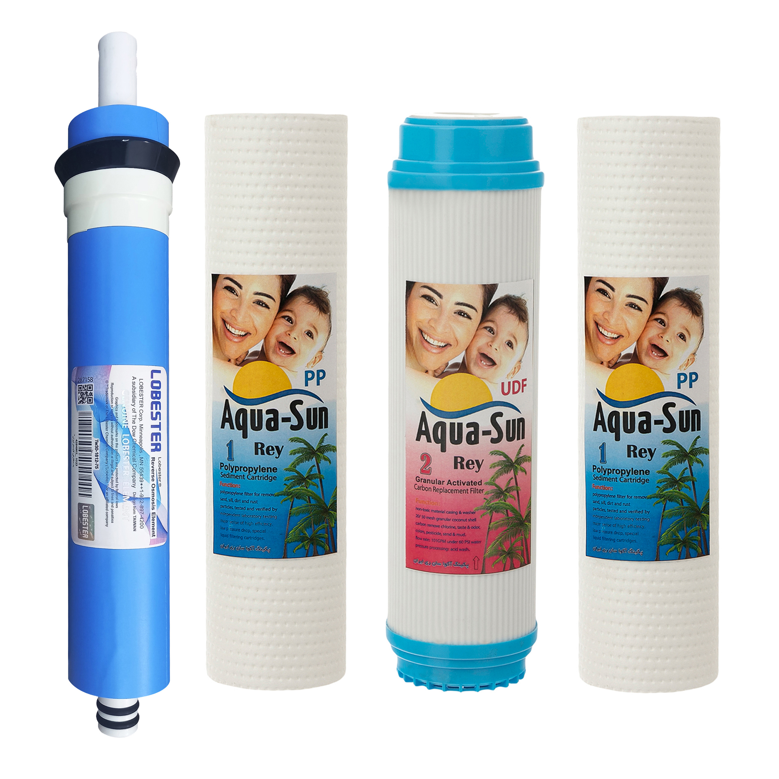 فیلتر دستگاه تصفیه کننده آب آکوا سان ری مدل New-600 مجموعه 3 عددی به همراه فیلتر ممبران مدل 13Layers