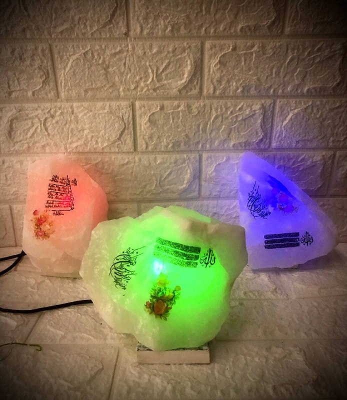 سنگ نمک صخره ای پایه دار چراغدار 7 رنگ