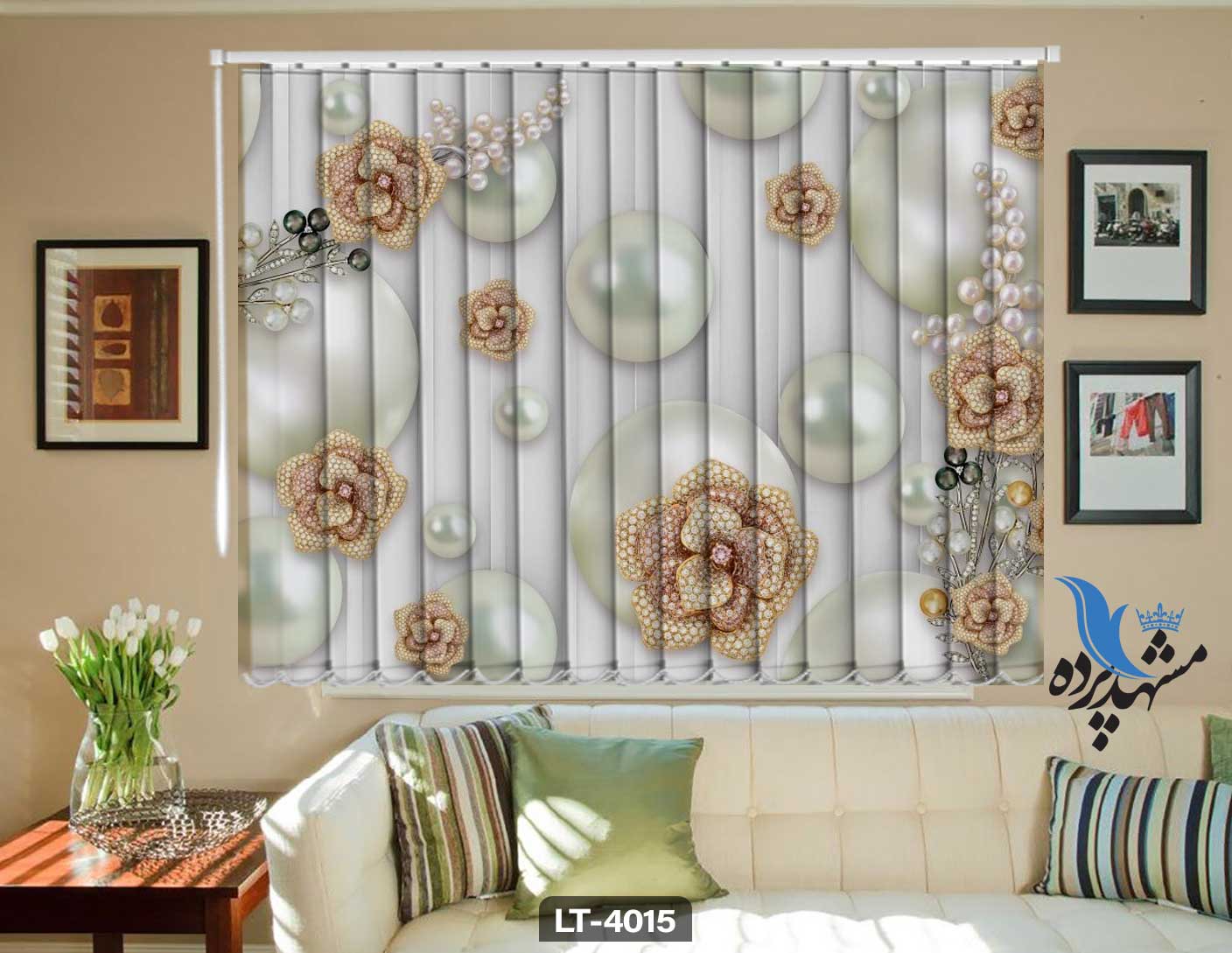 پرده لوردراپه تصویری گل LT4015