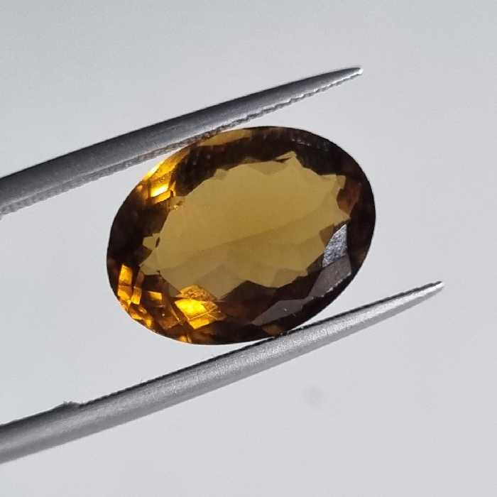 نگین کوارتز عسلی بیضی طبیعی 2160