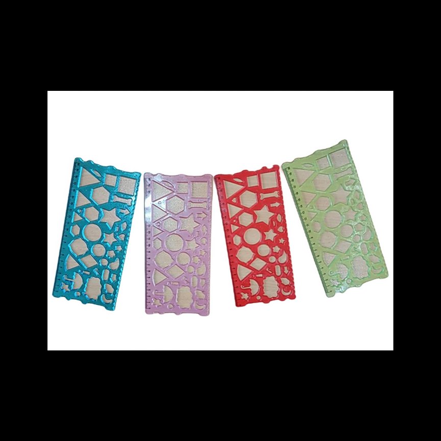 خط کش ژله ای شابلون اشکال 20 سانت بسته 12عددی