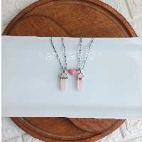 ست گردنبند مگنتی منشور گلبهی استیل  