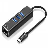هاب تایپ‌سی با 4 پورت لنوو Lenovo USB30 Gigabit LAN Type C Hub C615