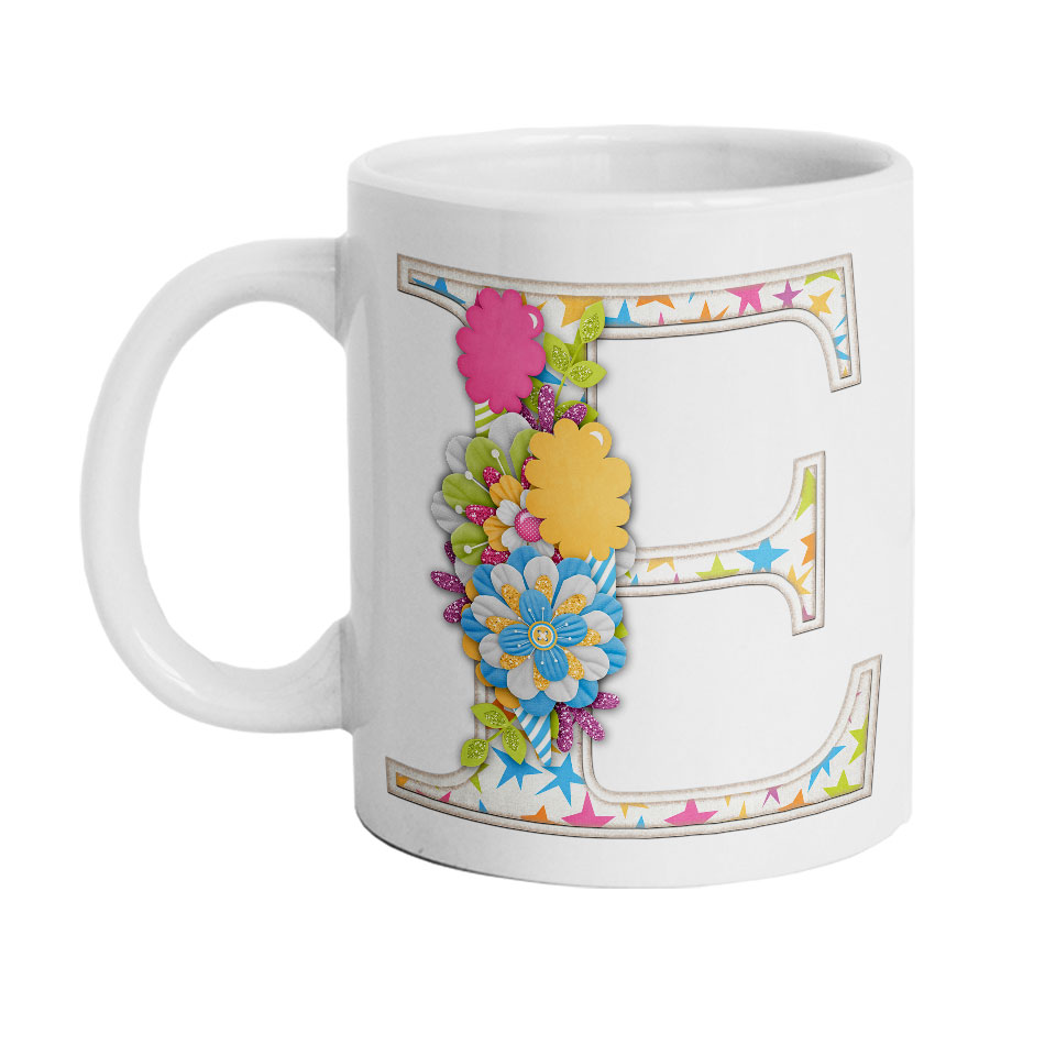 ماگ دارلی طرح حرف E گل مدل MG2576