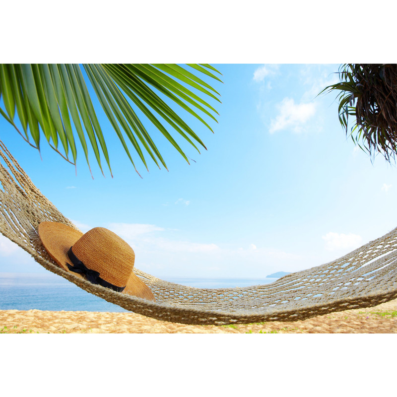 تابلو شاسی مدل ساحل و تاب و کلاه و آسمان و درخت T7066 | دنیای قاب