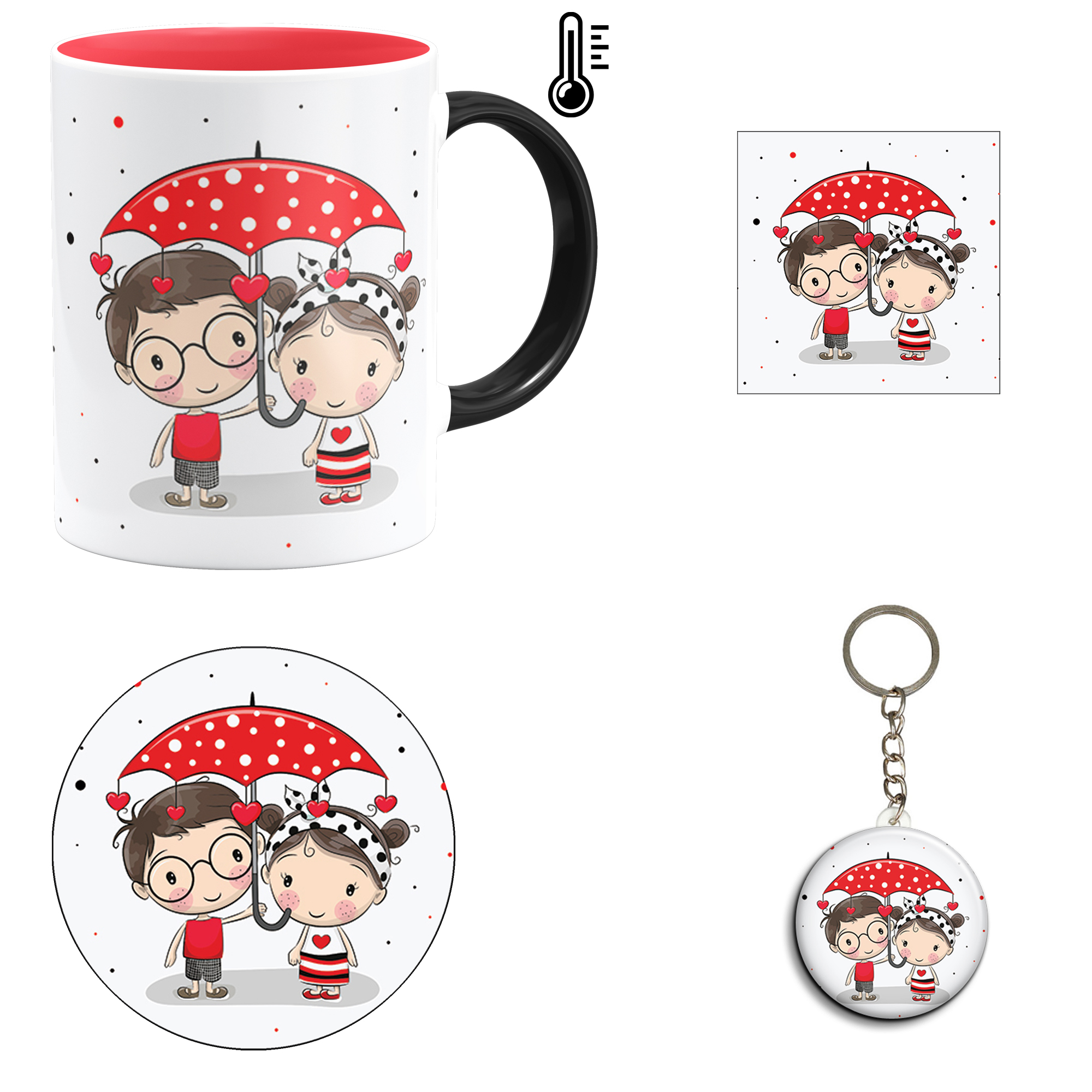 ست هدیه ماگ حرارتی مدل روز عشق طرح عاشقانه کد M82