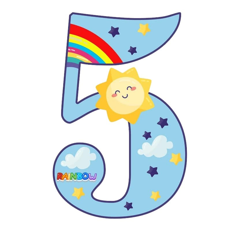 استند رومیزی تولد مدل عدد 5 طرح رنگین کمان