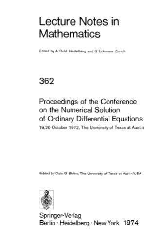 خرید و دانلود نسخه کامل کتاب Proceedings of the Conference on the Numerical Solution of Ordinary Differential Equations