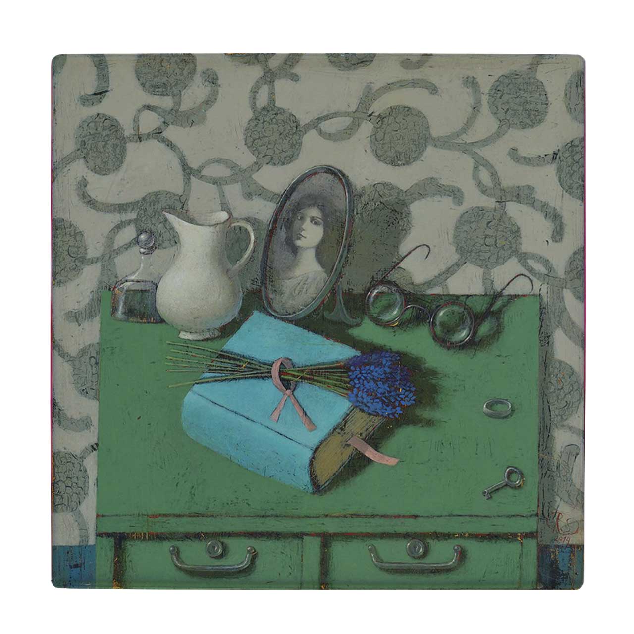 کاشی طرح کتاب و دسته گل کد wk3828