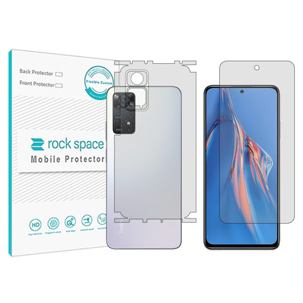 گلس محافظ صفحه نمایش و پشت گوشی شیائومی Redmi Note 11E Pro مدل نانو هیدروژل شفاف برند راک اسپیس کد MS