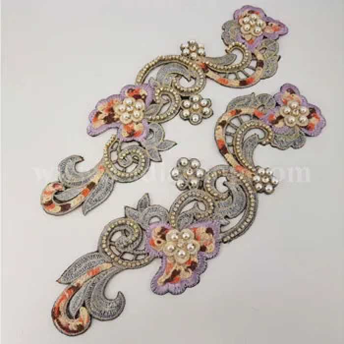 یقه نگین دار طرح گل حرارتی 002