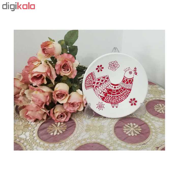 بشقاب سفالی طرح مرغ دانه خوار کد S 009 