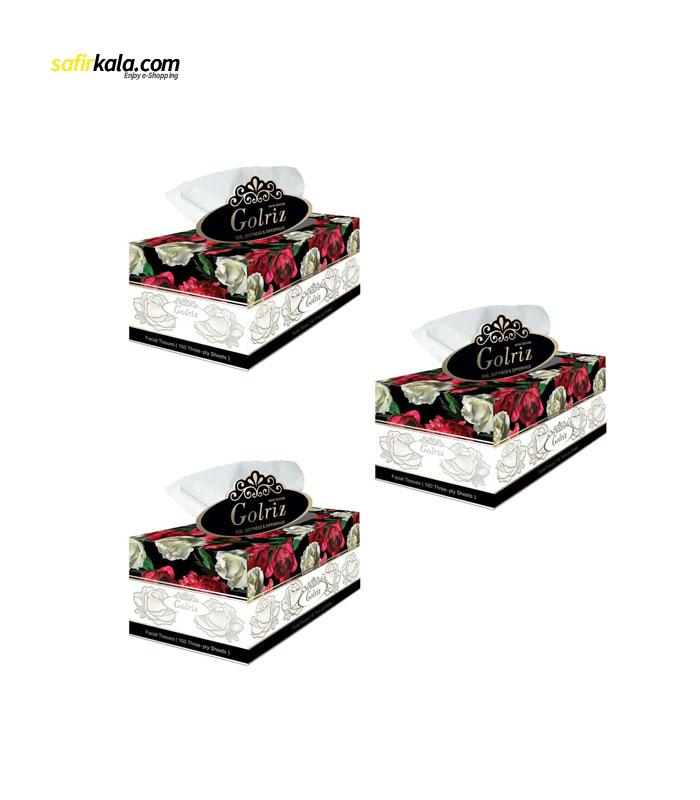 دستمال کاغذی 100 برگ گلریز مدل بوستان بسته 3 عددی