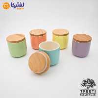 ظرف ادویه سرامیکی رنگی با درب چوبی تیریتی CE 2218 تک عددی