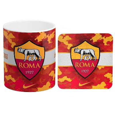 ماگ طرح تیم فوتبال آ اس رم به همراه زیر لیوانی