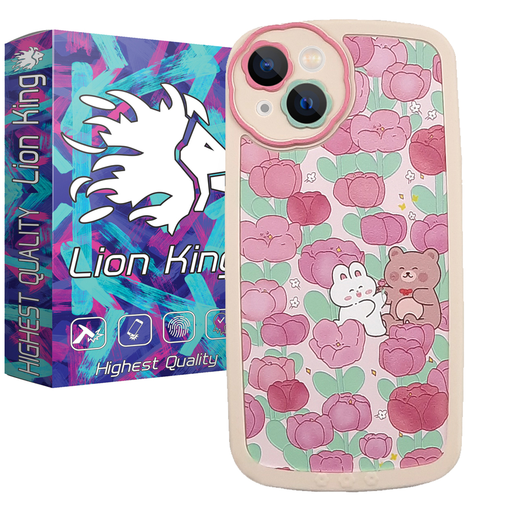   کاور لاین کینگ مدل خرس درباغ لاله قرمز مناسب برای گوشی موبایل  اپل iPhone 14 Plus