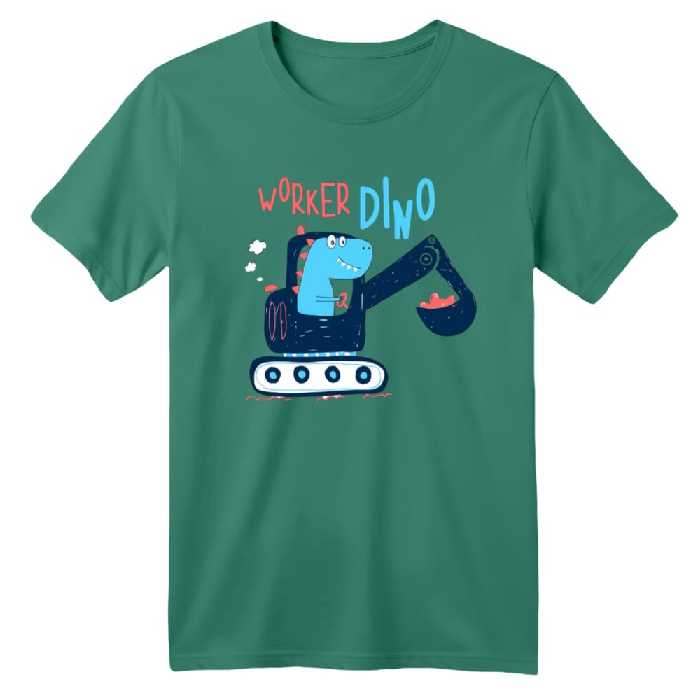 تی شرت آستین کوتاه بچگانه مدل دایناسور کد 17 رنگ سبز سدری