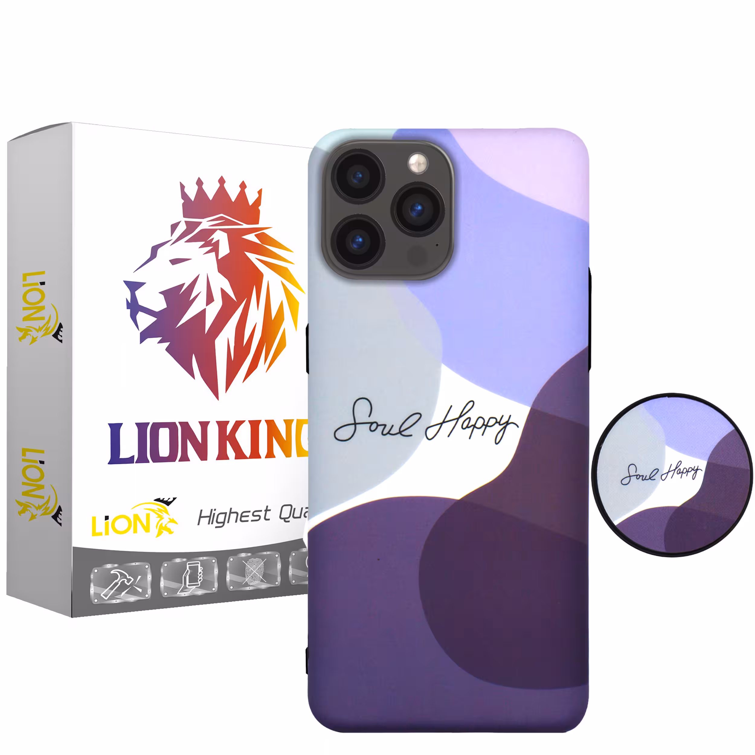 کاور لاین کینگ مدل IMD banafsh مناسب برای گوشی موبایل اپل IPhone 13 pro به همراه پایه نگهدارنده
