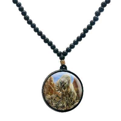 گردنبند پرمانه طرح دایناسور ها کد pmd.23352 مدل دو طرفه