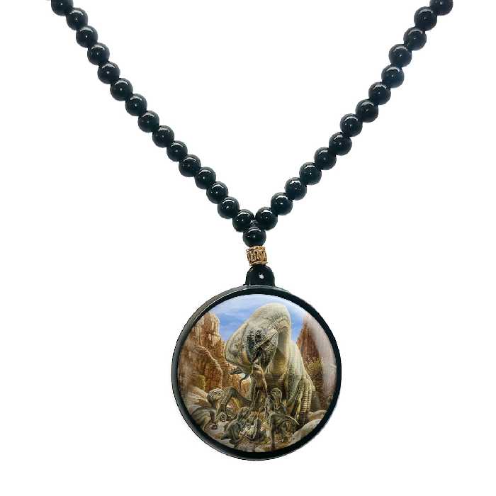 گردنبند پرمانه طرح دایناسور ها کد pmd.23352 مدل دو طرفه