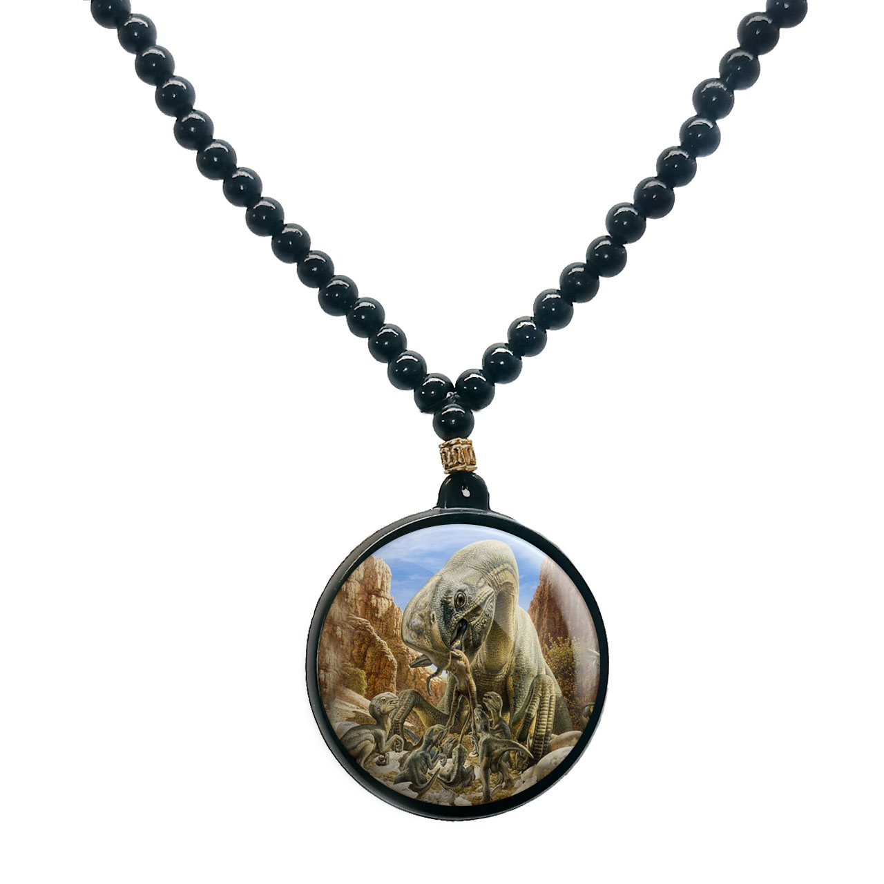 گردنبند پرمانه طرح دایناسور ها کد pmd.23352 مدل دو طرفه