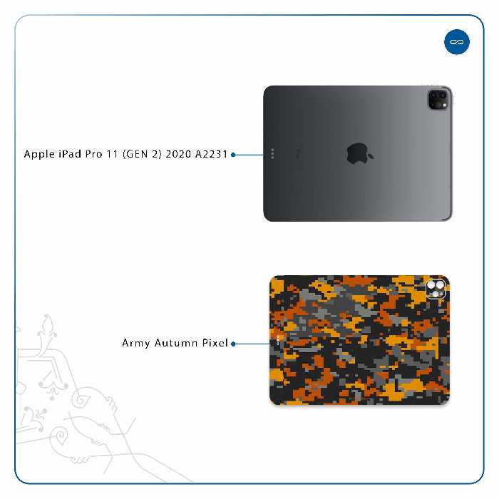 برچسب پوششی ماهوت مدل Army-Autumn-pixel مناسب برای تبلت اپل iPad Pro 11 (GEN 2) 2020 A2231