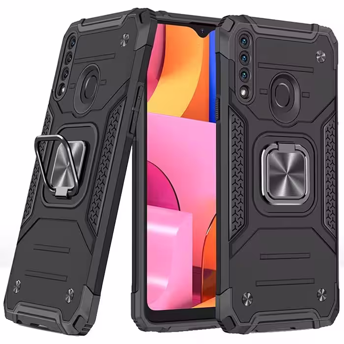 قاب اورجینال گوشی مناسب برای Samsung Galaxy A20S طرح دیفندر آرمور به همراه رینگ استند مگنتی مدل Ranger Phone (محافظ لنزدار)
