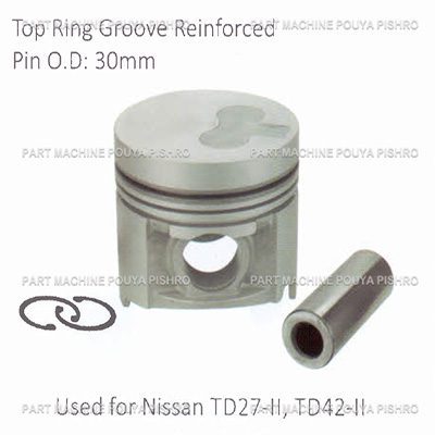 پیستون لیفتراک نیسان با گژن پین مدل Nissan TD27-II, TD42-II