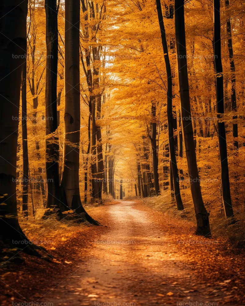 بک دراپ جاده پاییزی با برگ های زرد | گرافیک با طعم تربچه