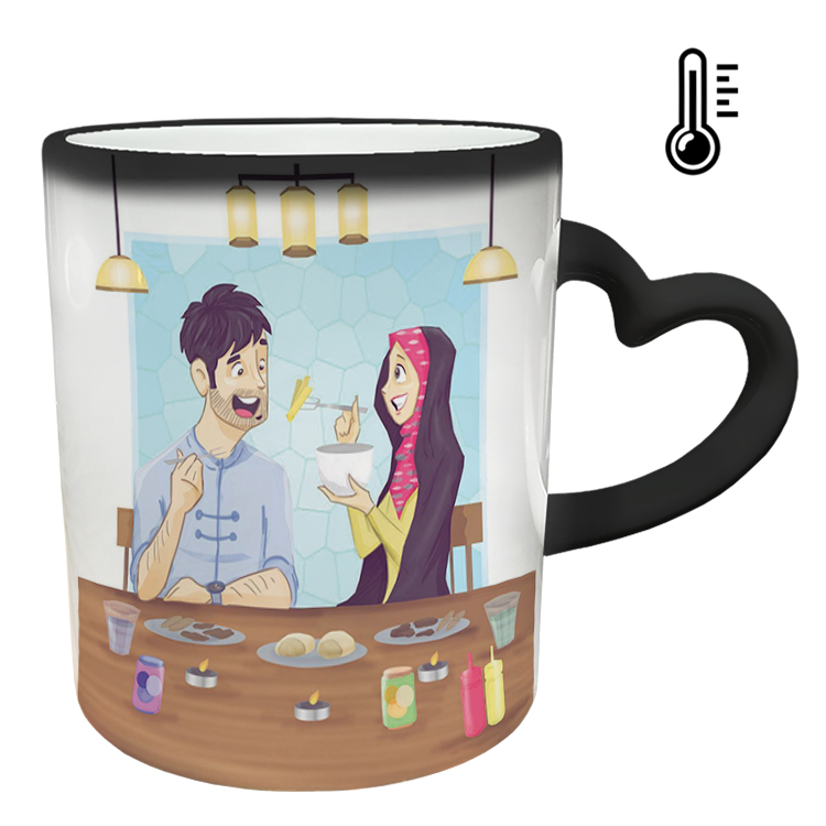 ماگ حرارتی مدل دسته قلبی طرح عاشقانه کد 281