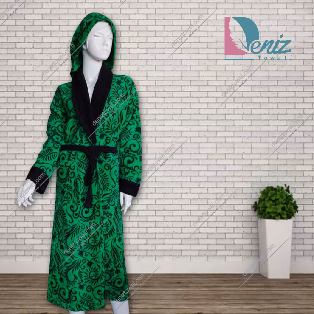 حوله تن پوش طرح مورگان رنگ سبز یشمی