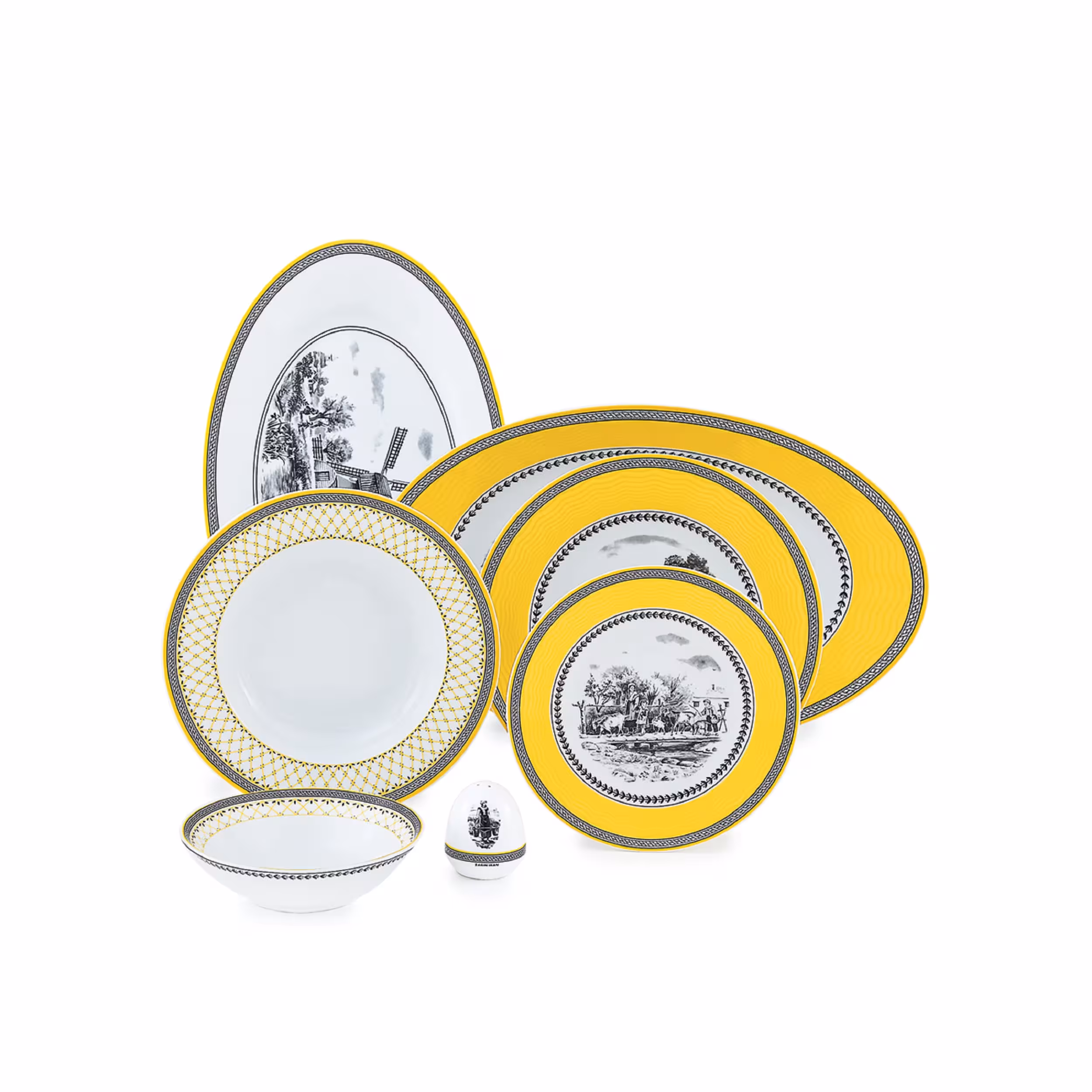 سرویس غذاخوری 28 پارچه چینی زرین ایران سری ایتالیا اف مدل Village 2 درجه یک