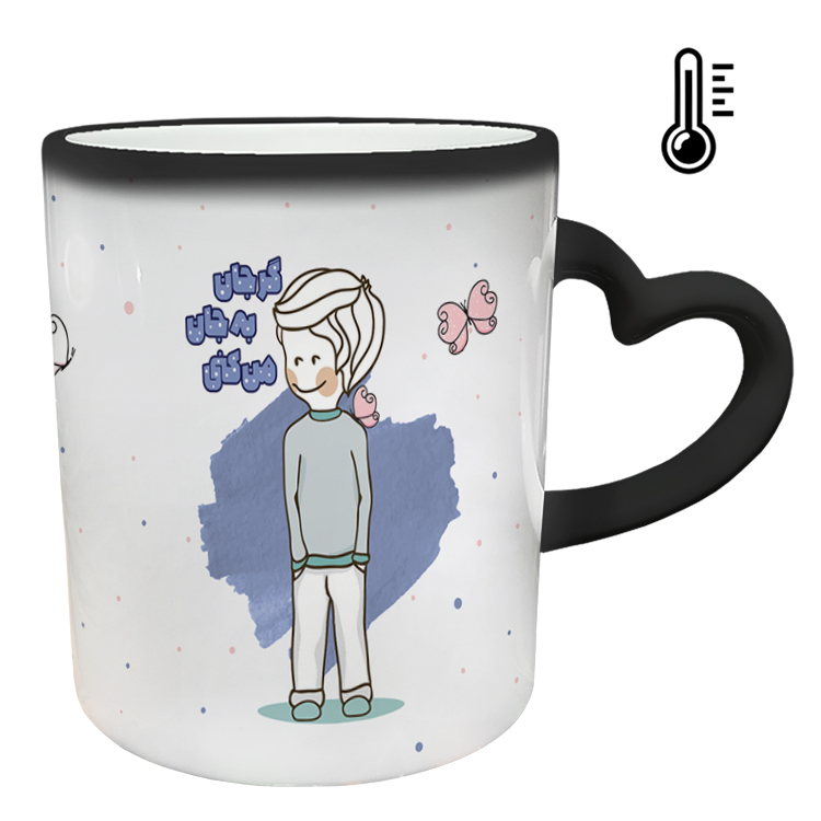 ماگ حرارتی مدل دسته قلبی طرح عاشقانه کد 66