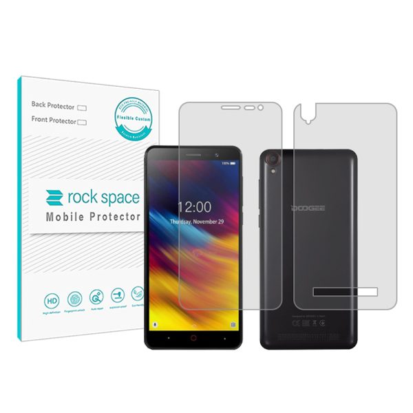 گلس محافظ صفحه نمایش و پشت گوشی دوجی X100 مدل نانو هیدروژل شفاف برند راک اسپیس کد SS