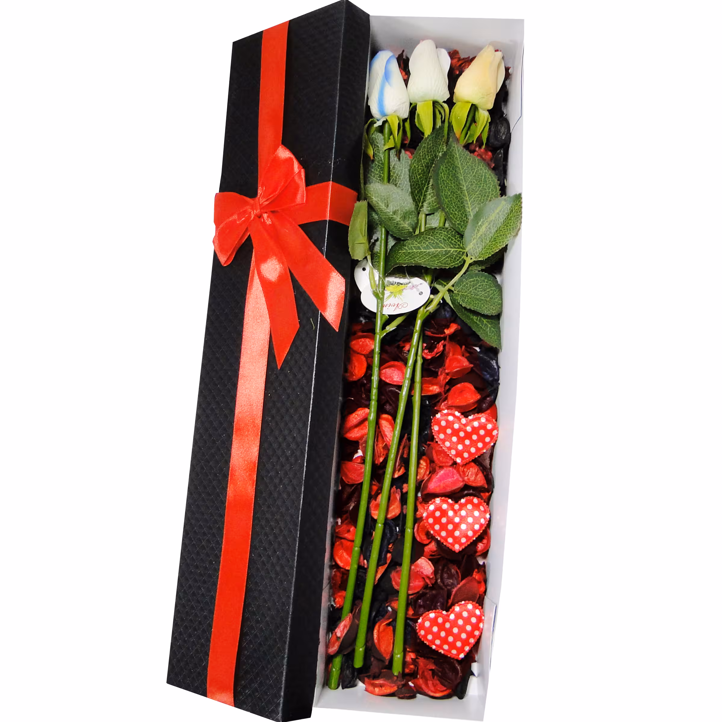 جعبه گل مصنوعی طرح عشق کد 8792 مجموعه 3 عددی