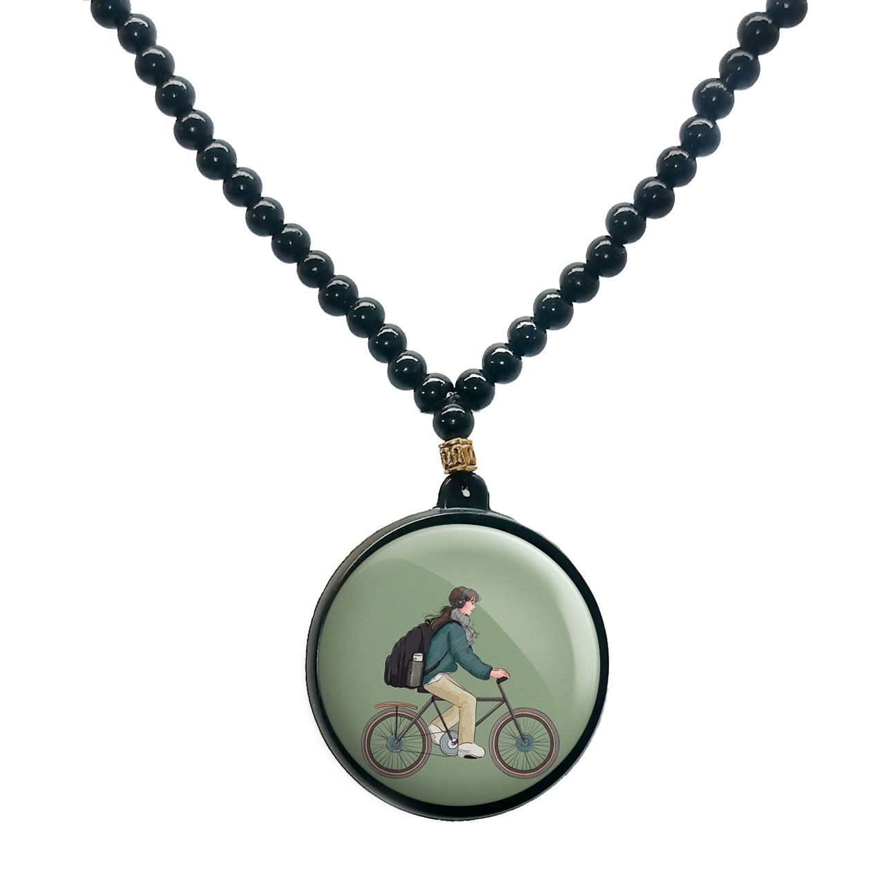 گردنبند پرمانه طرح دخترونه کد pmd.23394 مدل دو طرفه