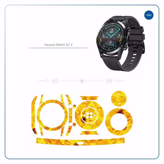 برچسب ماهوت طرح Yellow-Flower مناسب برای ساعت هوشمند هوآوی Watch GT2