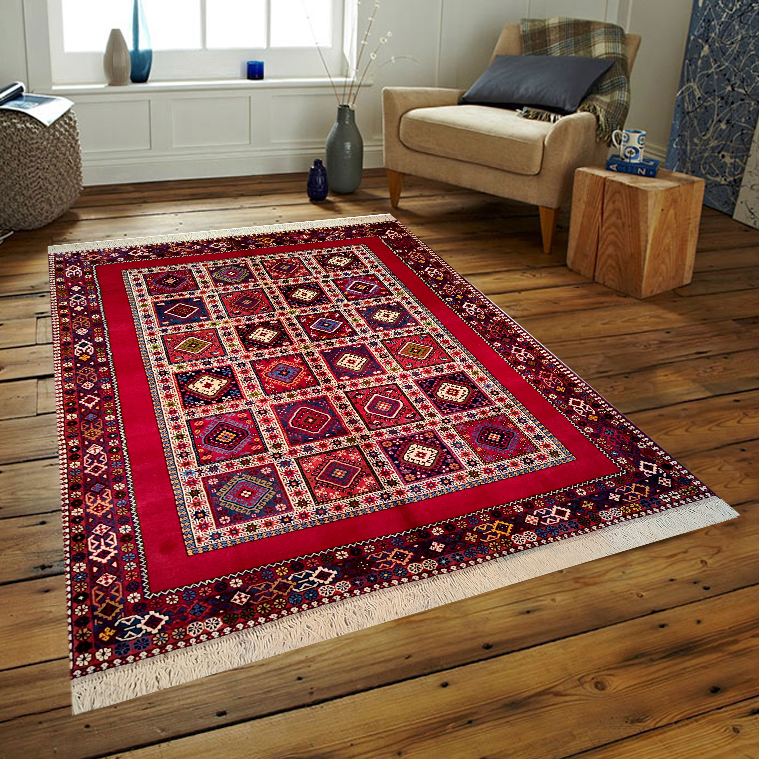 فرش دستبافت سه متری طرح خشتی کد AA377