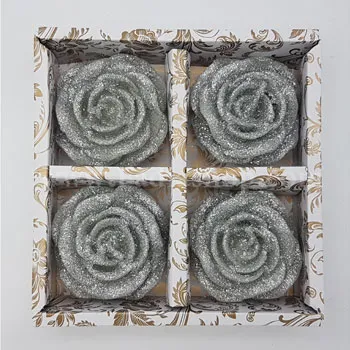 شمع گل 4 تایی اکلیلی نقره ای