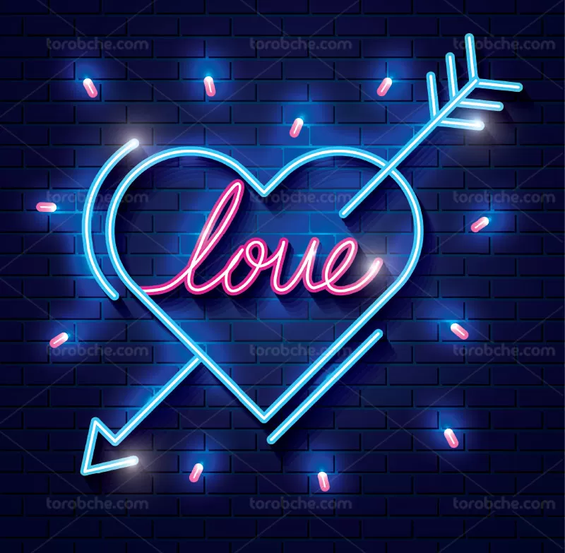 وکتور نئون قلب تیر خورده | گرافیک با طعم تربچه