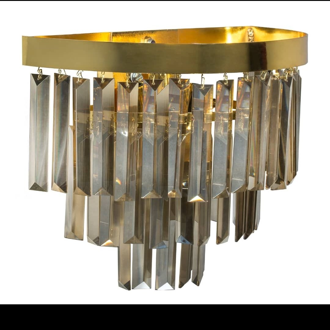 لوستر دیواری کریستالی ساده طلایی 20(ارسال با باربری و پس کرایه)