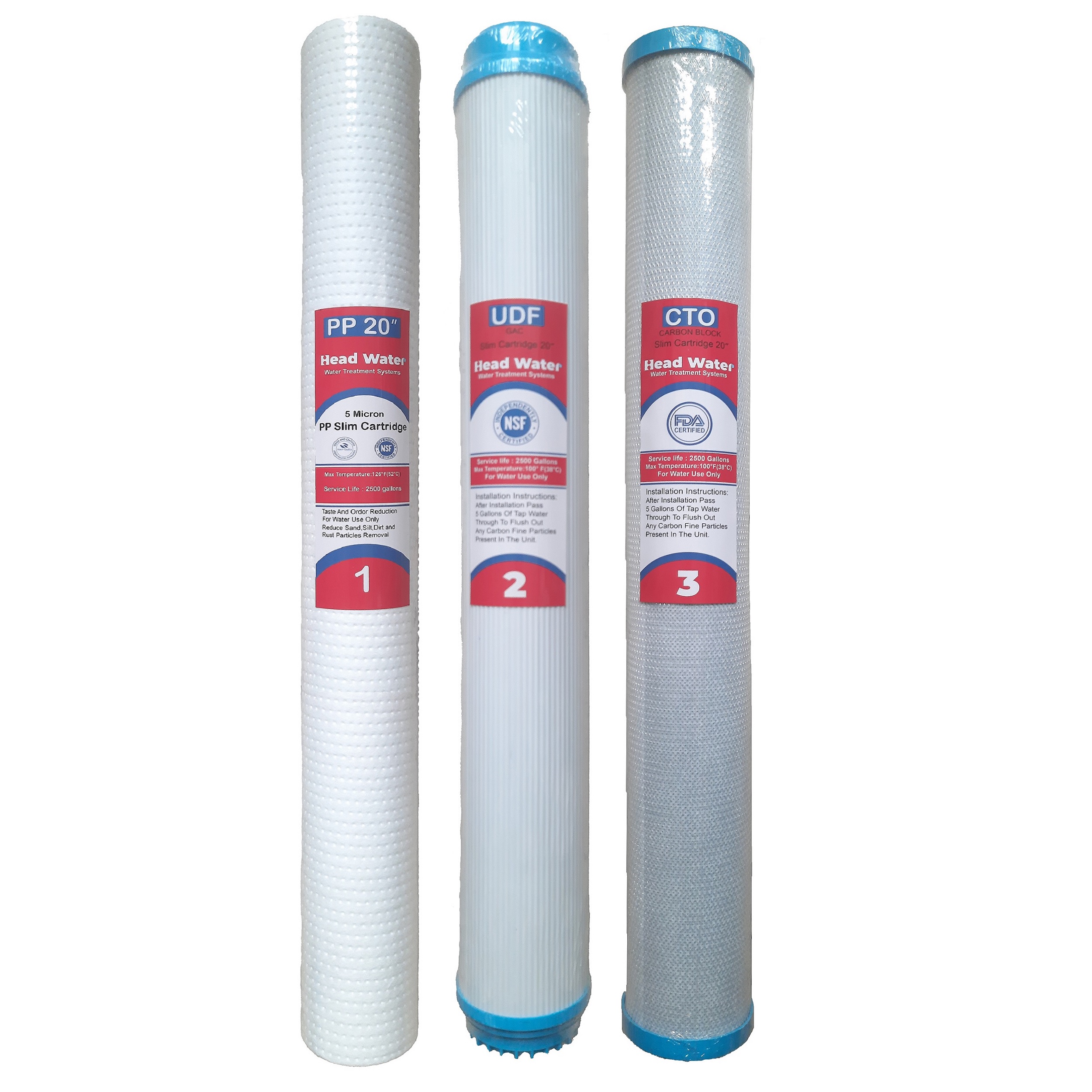  فیلتر دستگاه تصفیه آب هد واتر مدل اسلیم PP-UDF-CTO مجموعه 3 عددی
